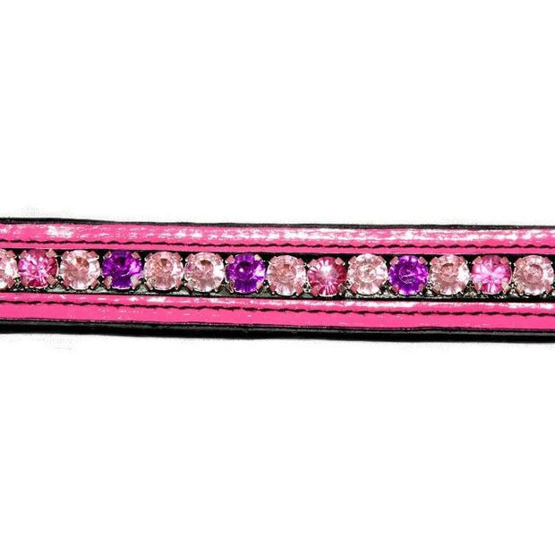 Crystal Bling Browband - Pink Patent Leather and Crystals-Capaillíní Equestrian Collection