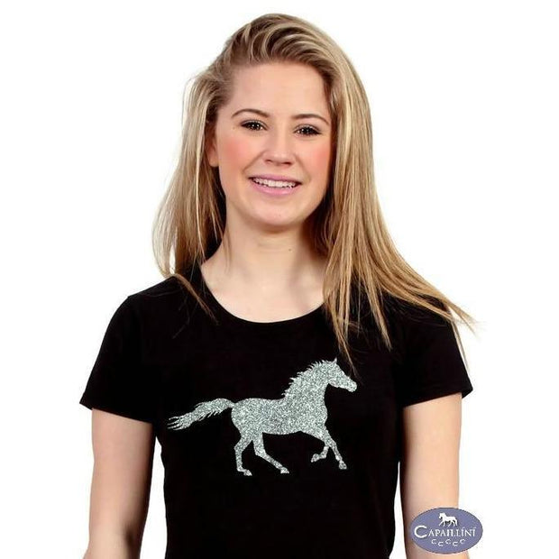 Glitter Horse T-Shirt - black-Capaillíní Equestrian Collection
